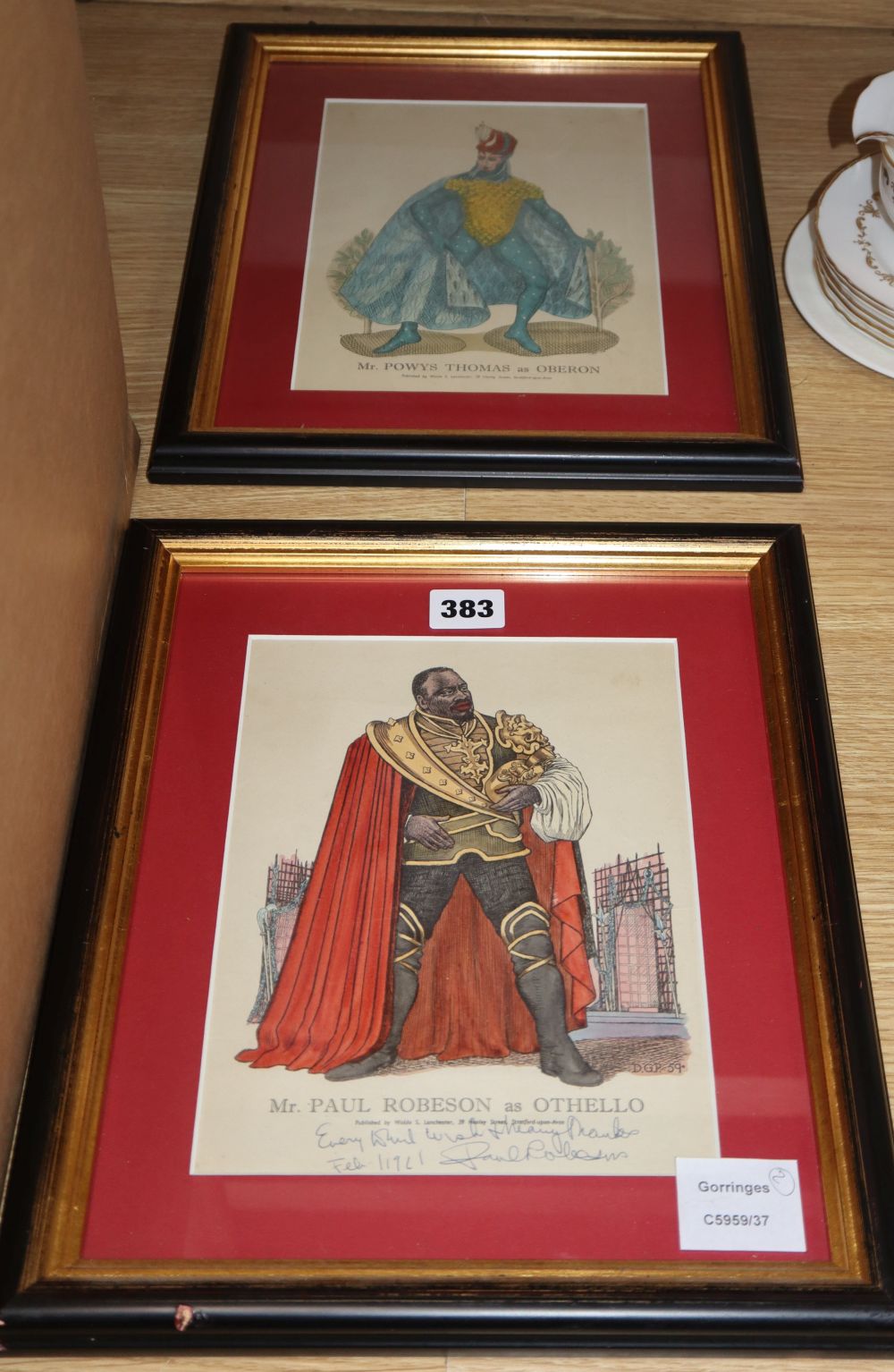 A signed print of Mr Paul Robeson as Othello and another theatrical print, Mr Powys Thomas as Oberon